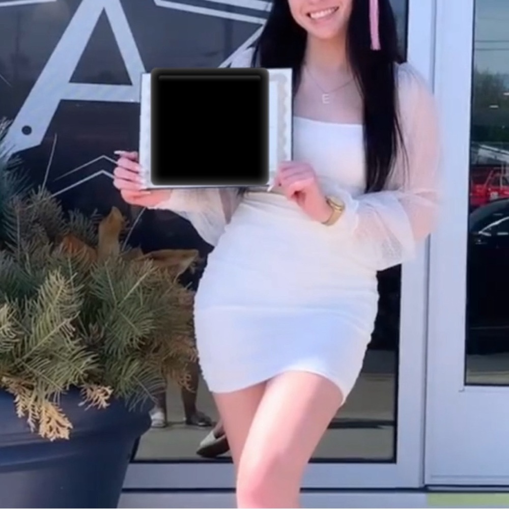 Windsor White Lace-Trimmed Dress